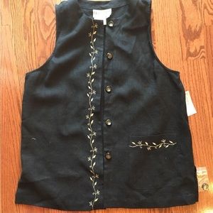 David Dart Black Linen Vest Petite